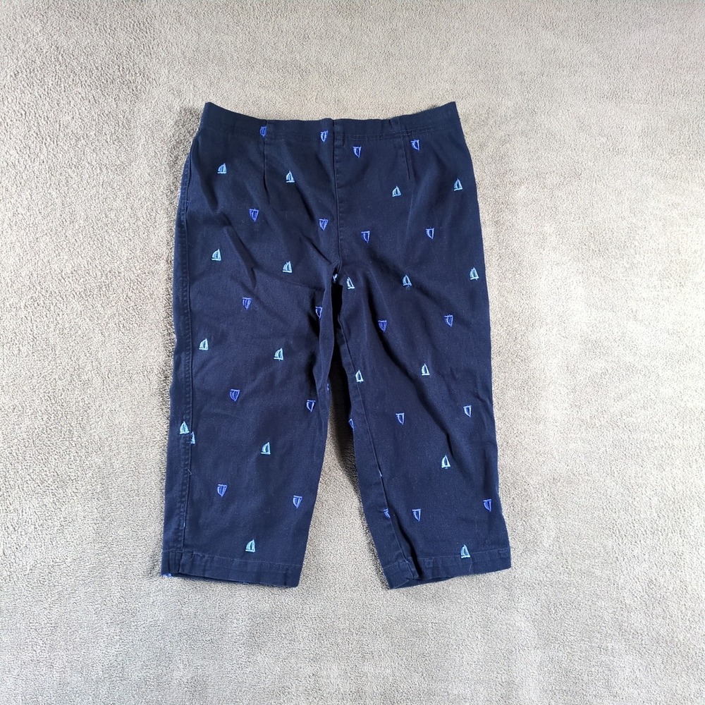 White Stag Women's Navy Blue Sailboat Print Capri Pants Size 8‎